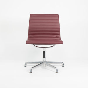 2010s Aluminum Group Armless Side Chair by Ray and Charles Eames for Herman Miller in Red Leather