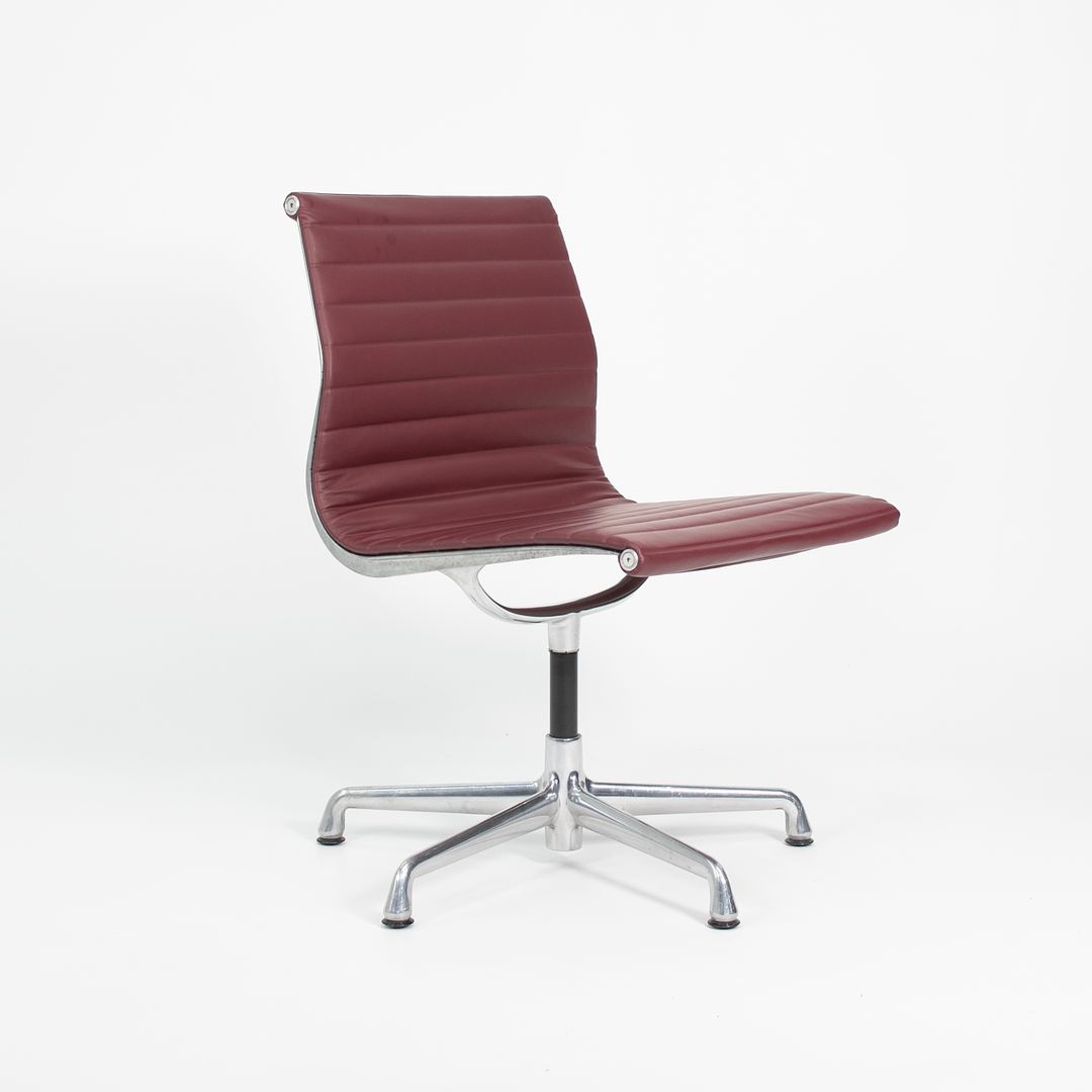 2010s Aluminum Group Armless Side Chair by Ray and Charles Eames for Herman Miller in Red Leather