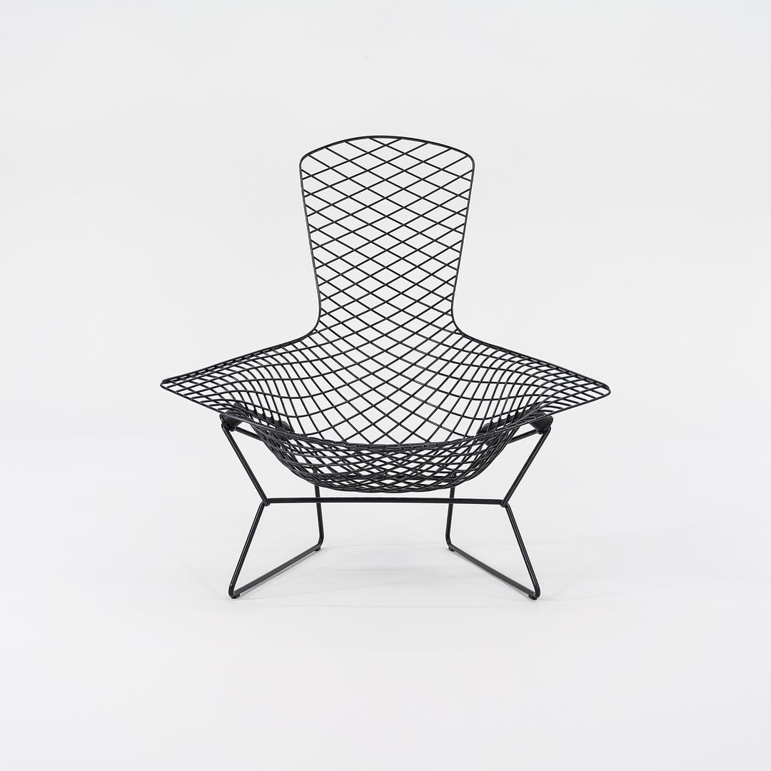 2010s 423LU Bertoia Bird Chair and 424YU Bertoia Ottoman by Harry Bertoia for Knoll in Black 2x Sets Available