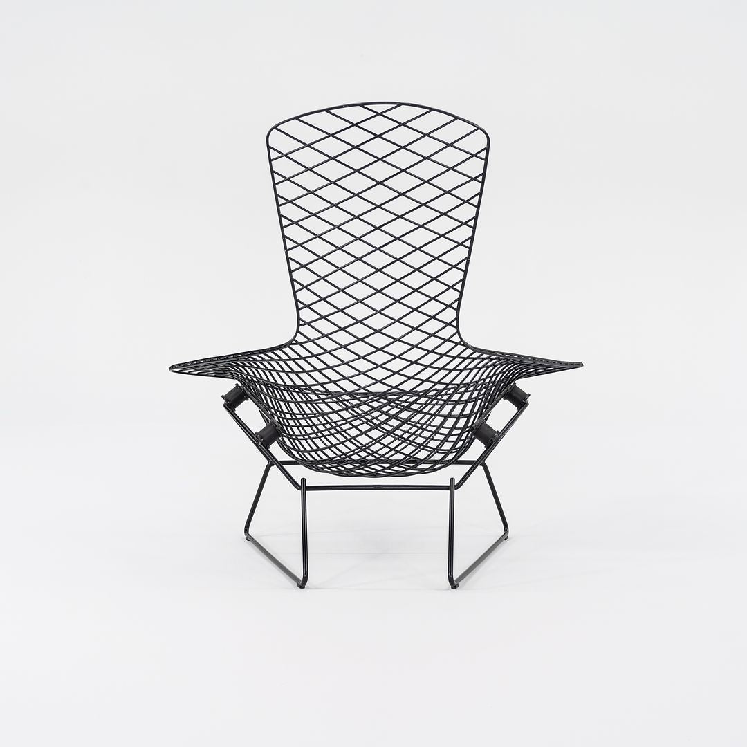 2010s 423LU Bertoia Bird Chair and 424YU Bertoia Ottoman by Harry Bertoia for Knoll in Black 2x Sets Available