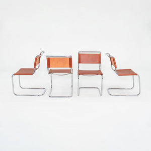 1960s Set of Four Marcel Breuer for Knoll Dining Chairs in New Chestnut Leather