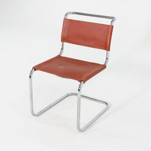 1960s Set of Four Marcel Breuer for Knoll Dining Chairs in New Chestnut Leather