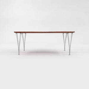 1960s Piet Hein / Bruno Mathsson / Arne Jacobsen for Fritz Hansen Rectangular Coffee Table with Teak Top and Chromed Steel Legs