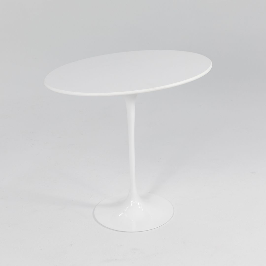 2021 Knoll Saarinen Oval Pedestal Side Table, 160TR by Eero Saarinen for Knoll in White Laminate