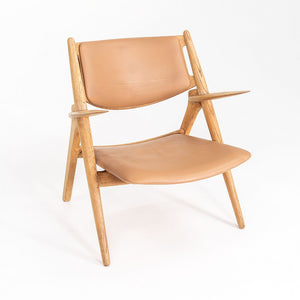 1960s CH28P Lounge Chair by Hans Wegner for Carl Hansen & Søn in Oak with Tan Leather Upholstery