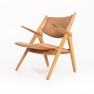 1960s CH28P Lounge Chair by Hans Wegner for Carl Hansen & Søn in Oak with Tan Leather Upholstery