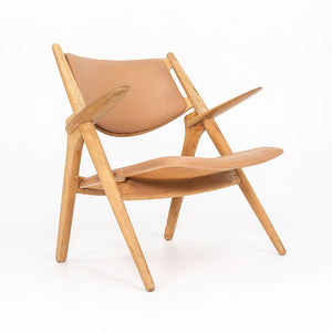 1960s CH28P Lounge Chair by Hans Wegner for Carl Hansen & Søn in Oak with Tan Leather Upholstery