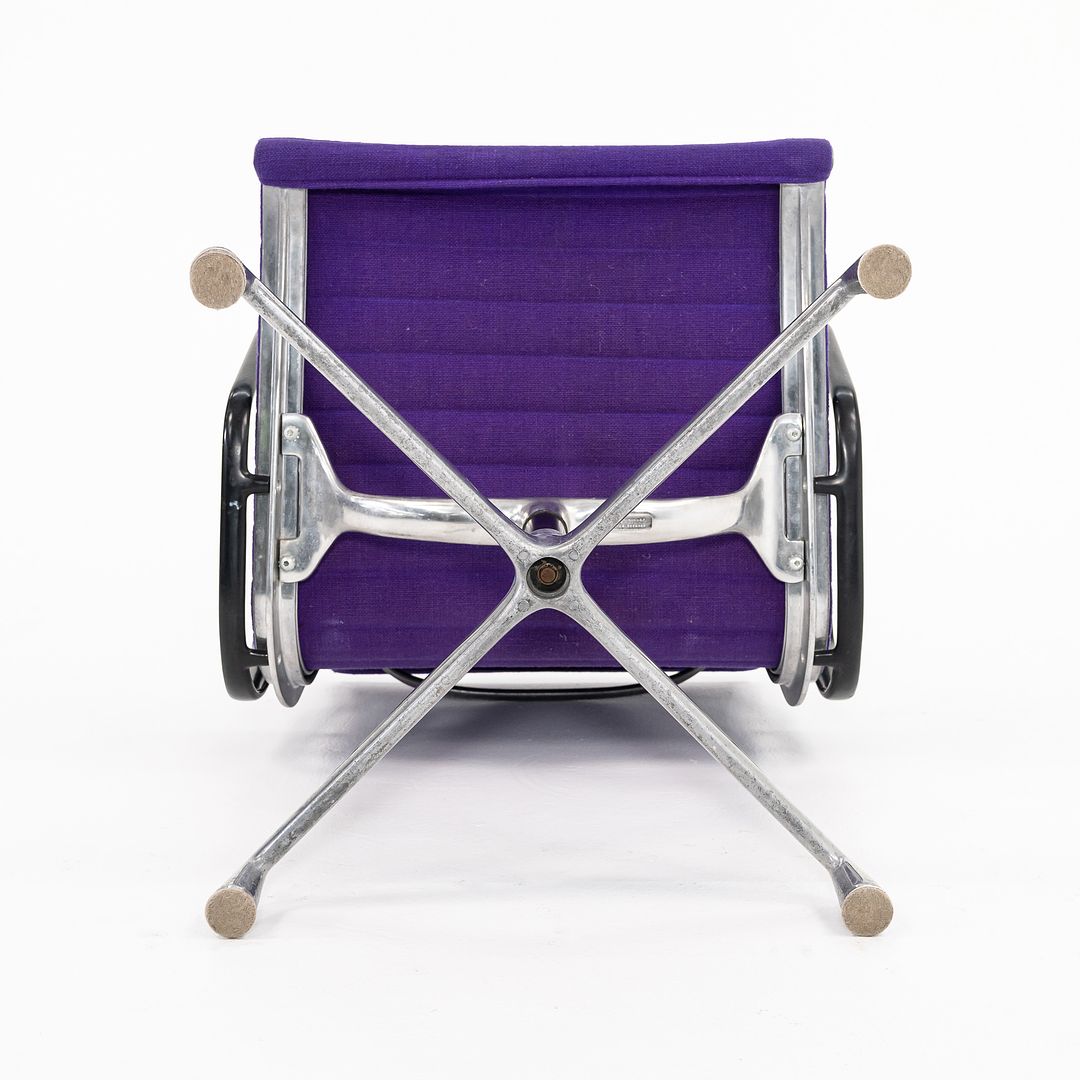 1970s Eames Aluminum Group Side Chair, EA108 by Ray and Charles Eames for Herman Miller in Purple Alexander Girard-Designed Hopsack Fabric