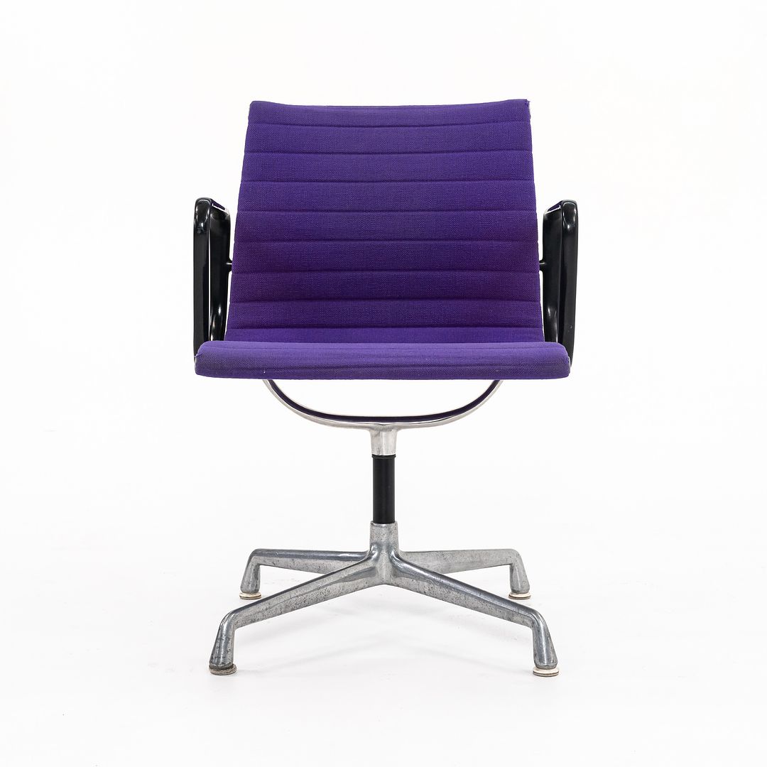 1970s Eames Aluminum Group Side Chair, EA108 by Ray and Charles Eames for Herman Miller in Purple Alexander Girard-Designed Hopsack Fabric