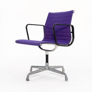 1970s Eames Aluminum Group Side Chair, EA108 by Ray and Charles Eames for Herman Miller in Purple Alexander Girard-Designed Hopsack Fabric