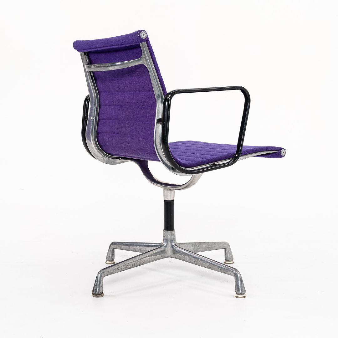 1970s Eames Aluminum Group Side Chair, EA108 by Ray and Charles Eames for Herman Miller in Purple Alexander Girard-Designed Hopsack Fabric