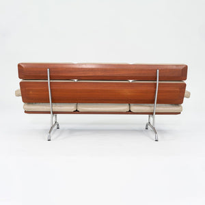 1990s ES 108 Sofa by Ray and Charles Eames for Herman Miller in Teak and Tan Leather