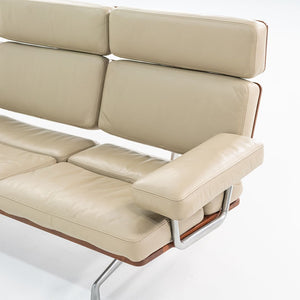 1990s ES 108 Sofa by Ray and Charles Eames for Herman Miller in Teak and Tan Leather