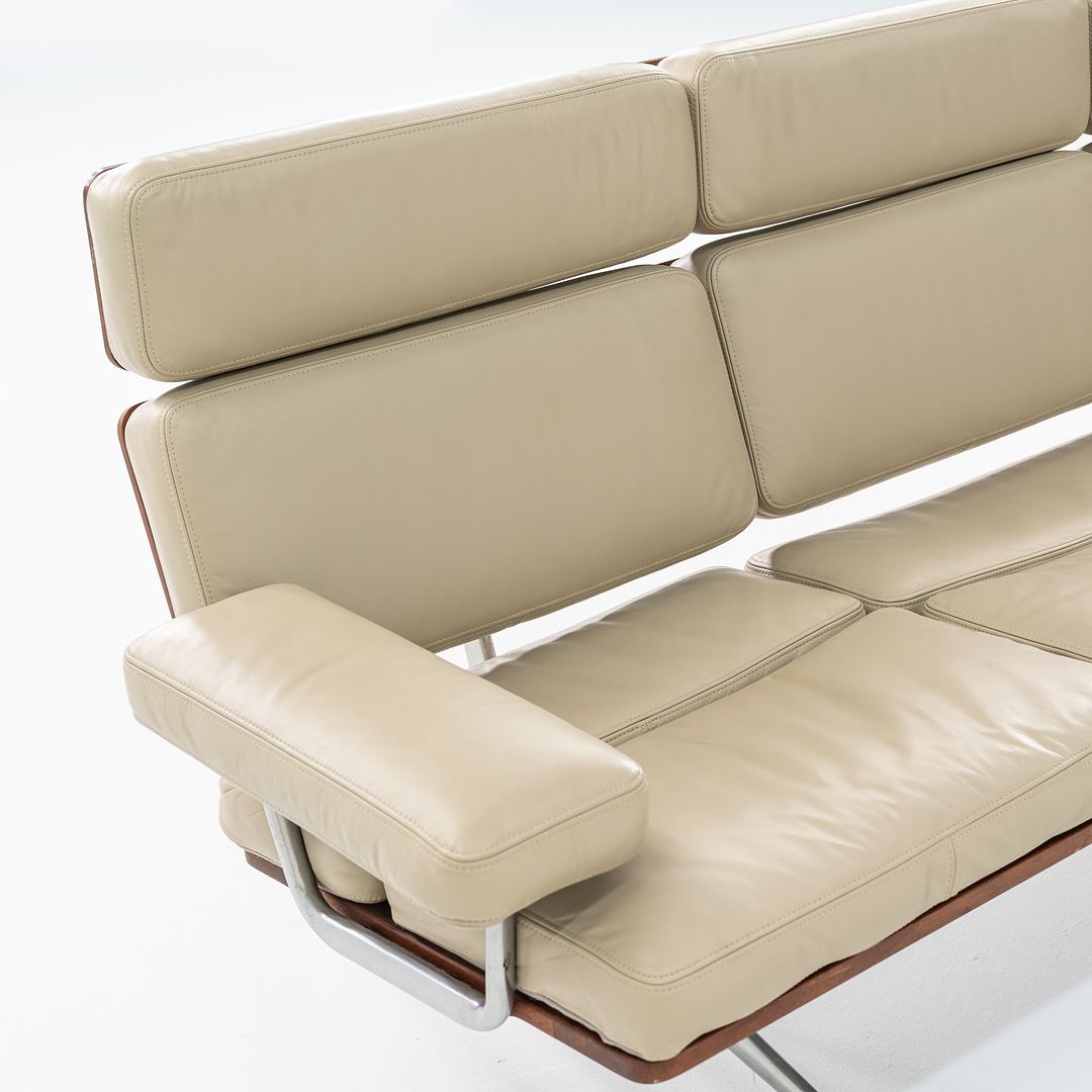 1990s ES 108 Sofa by Ray and Charles Eames for Herman Miller in Teak and Tan Leather