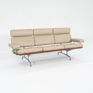 1990s ES 108 Sofa by Ray and Charles Eames for Herman Miller in Teak and Tan Leather