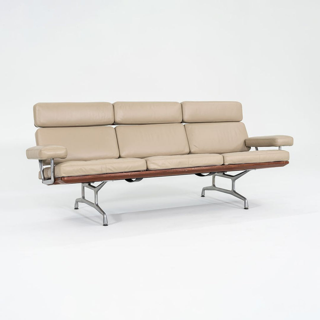 1990s ES 108 Sofa by Ray and Charles Eames for Herman Miller in Teak and Tan Leather