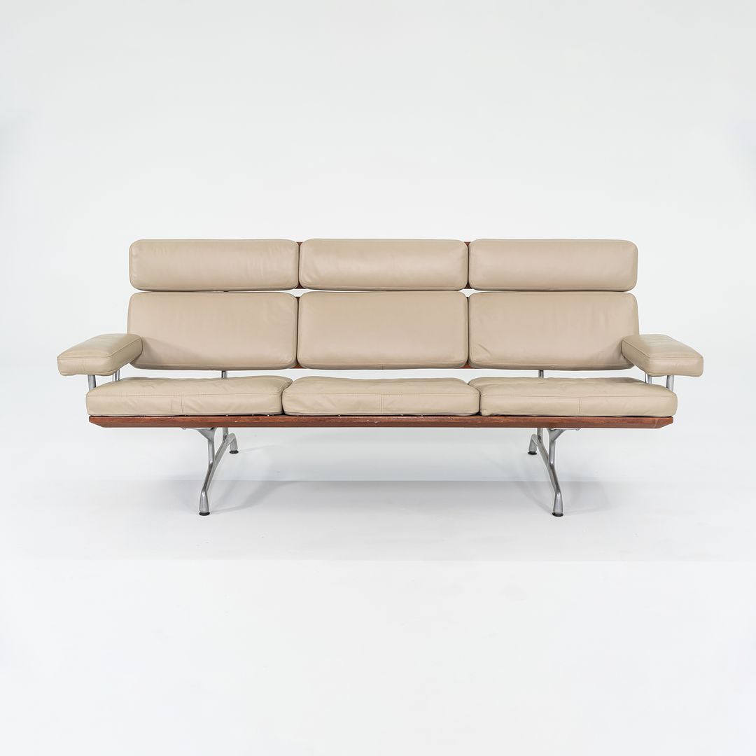 1990s ES 108 Sofa by Ray and Charles Eames for Herman Miller in Teak and Tan Leather