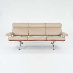 1990s ES 108 Sofa by Ray and Charles Eames for Herman Miller in Teak and Tan Leather