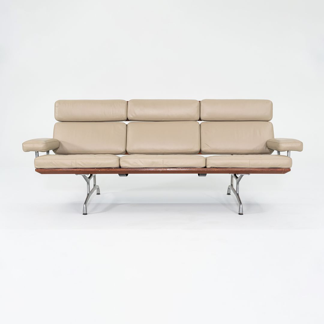 1990s ES 108 Sofa by Ray and Charles Eames for Herman Miller in Teak and Tan Leather