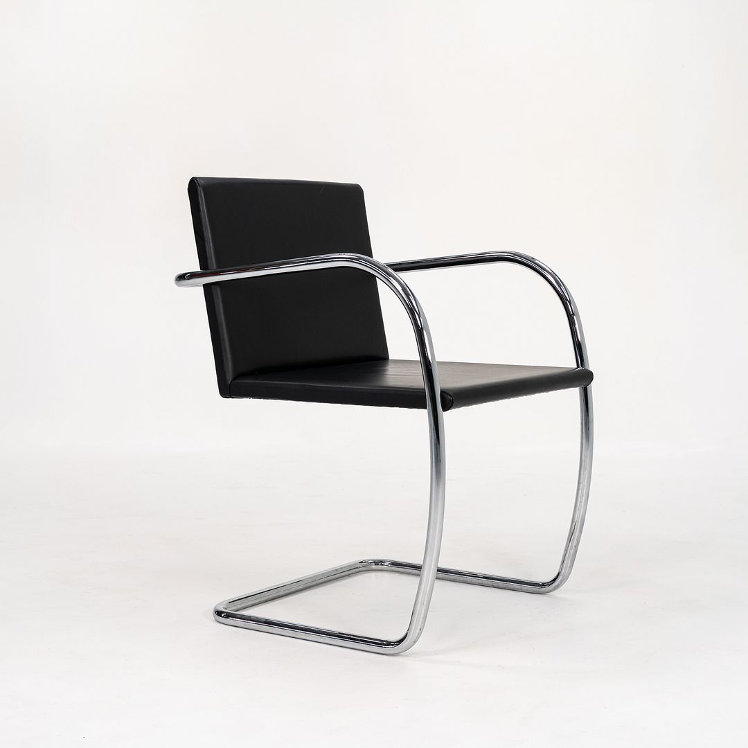 2006 Brno Thin Pad Dining Chair 245A by Mies van der Rohe for Knoll in Black Leather