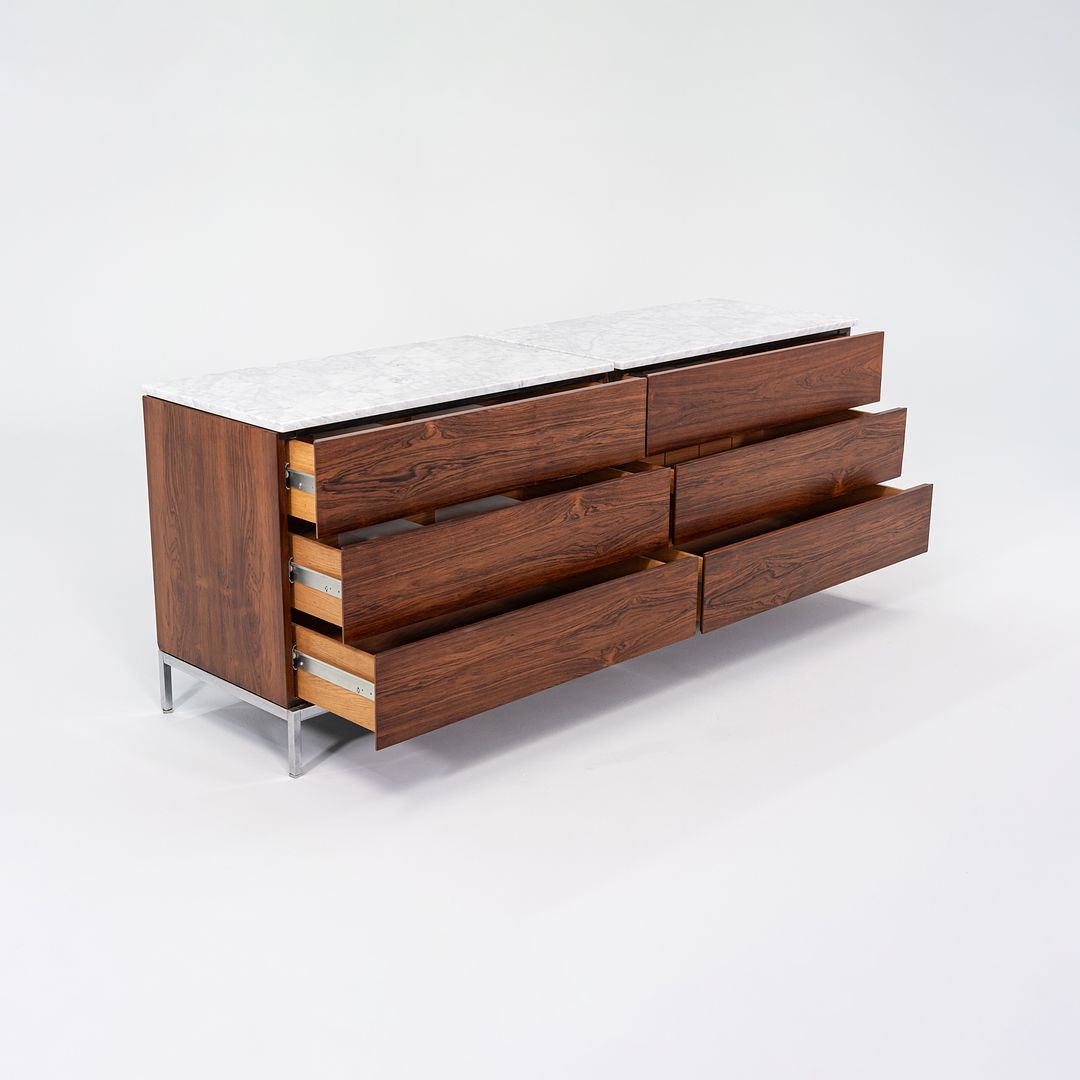 1960s Six-Drawer Rosewood Dresser Cabinet by Florence Knoll for Knoll in Brazilian Rosewood and Marble