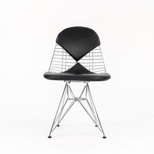 2010s DKR-2 Dining Chair by Ray and Charles Eames for Herman Miller in Black Leather and Chrome Wire