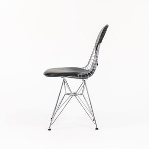 2010s DKR-2 Dining Chair by Ray and Charles Eames for Herman Miller in Black Leather and Chrome Wire