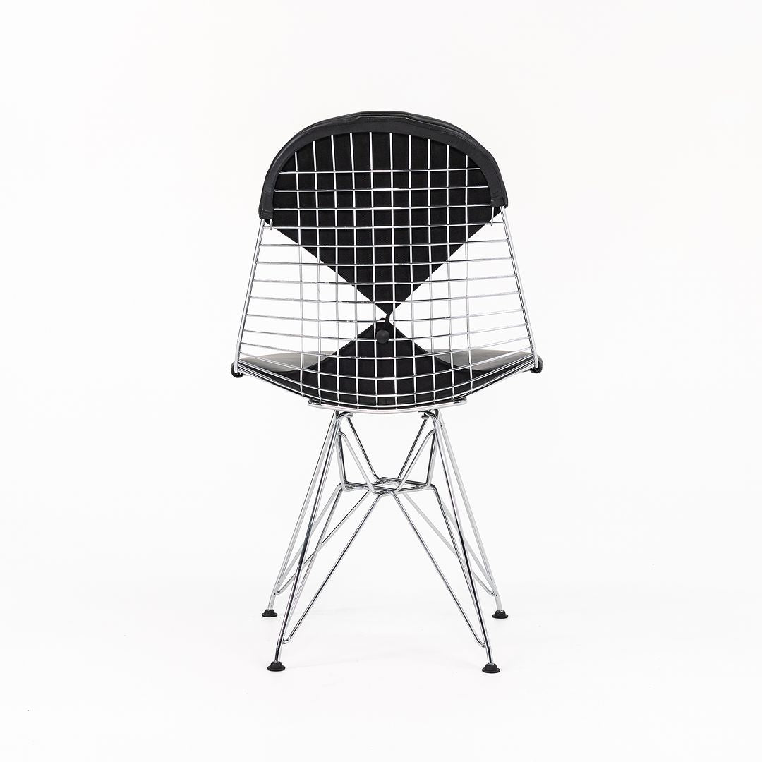 2010s DKR-2 Dining Chair by Ray and Charles Eames for Herman Miller in Black Leather and Chrome Wire