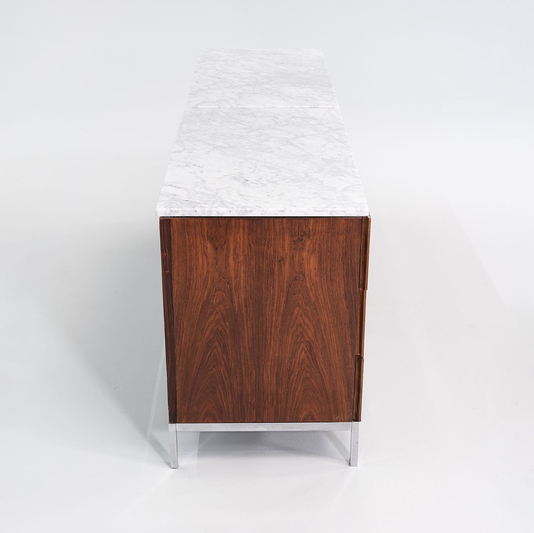 1950s Six-Drawer Rosewood Dresser Cabinet by Florence Knoll for Knoll in Brazilian Rosewood and White Marble