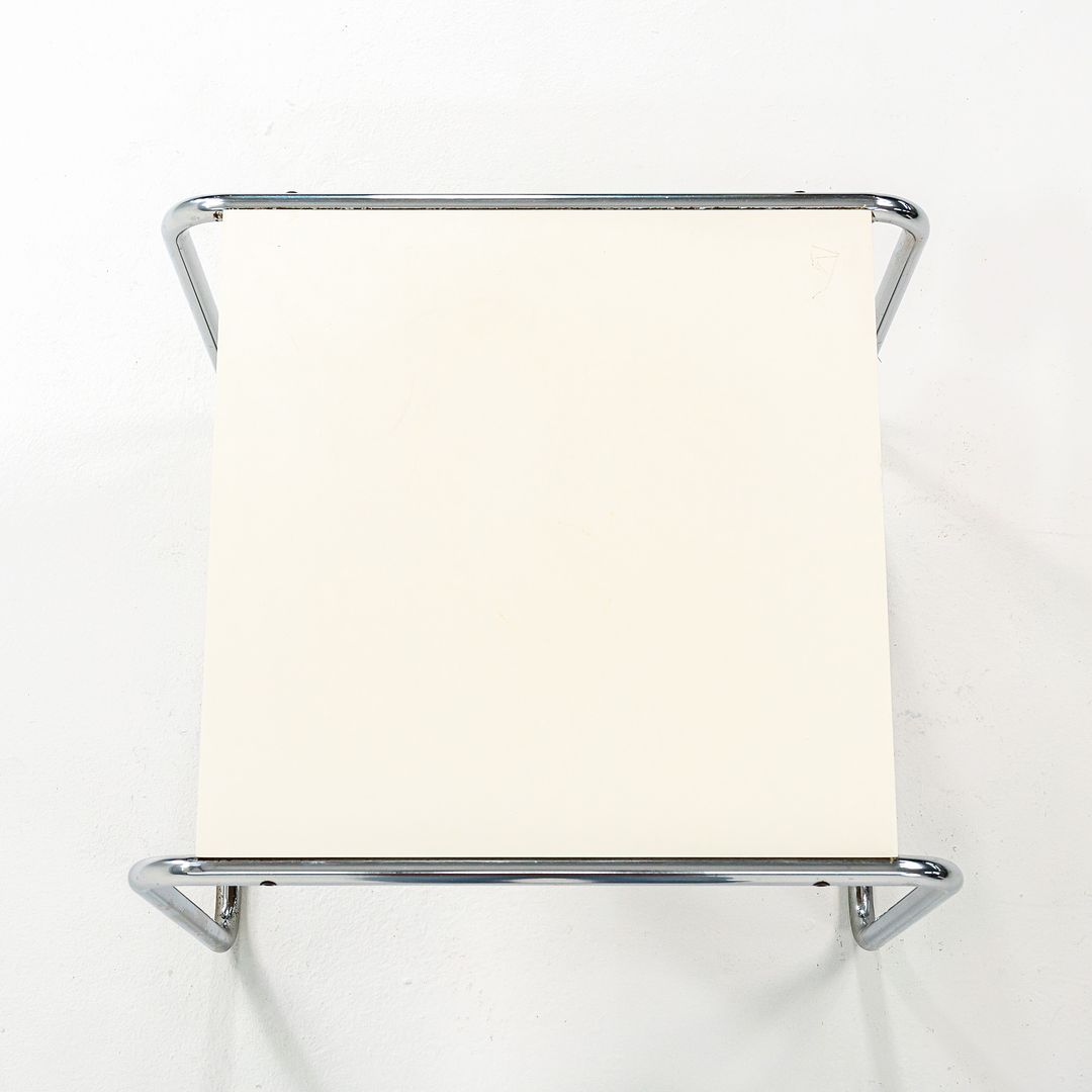 SOLD 1960s Breuer Model B9 Laccio Side Table by Marcel Breuer for Gavina / Knoll in Chromed Steel and White Laminate