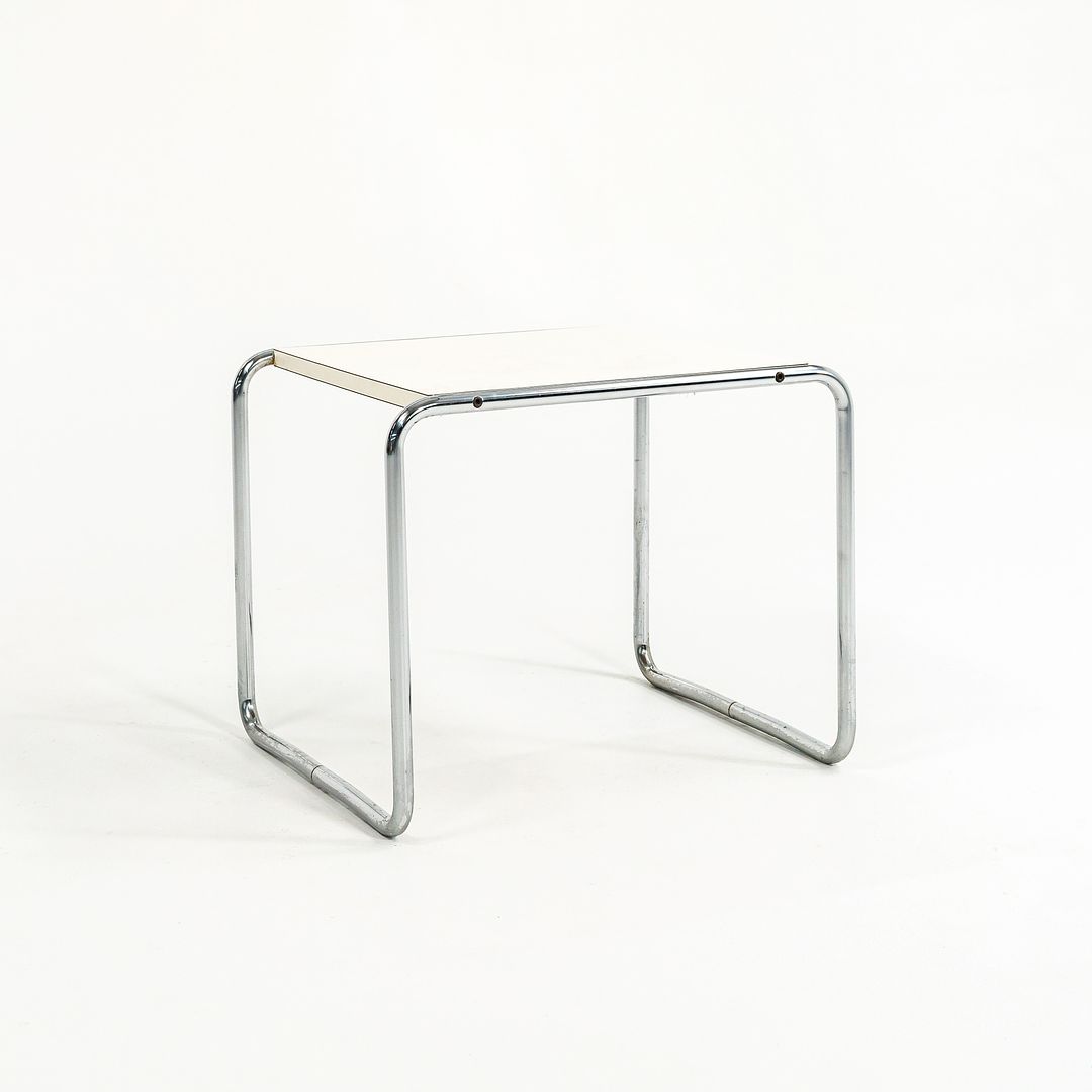 SOLD 1960s Breuer Model B9 Laccio Side Table by Marcel Breuer for Gavina / Knoll in Chromed Steel and White Laminate