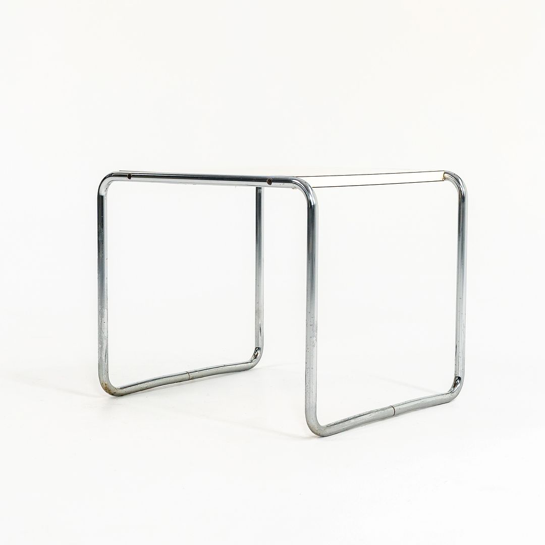 SOLD 1960s Breuer Model B9 Laccio Side Table by Marcel Breuer for Gavina / Knoll in Chromed Steel and White Laminate