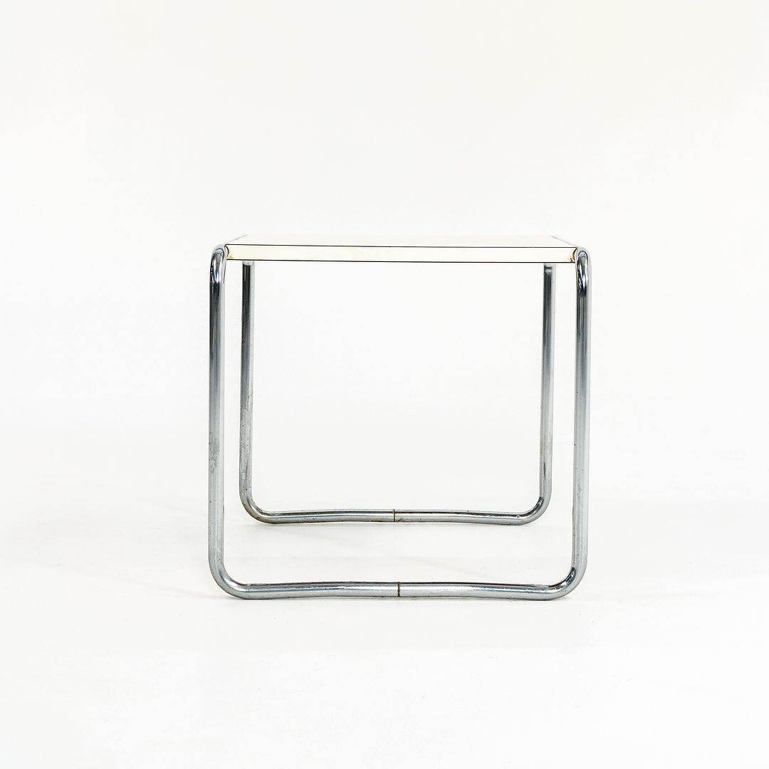 SOLD 1960s Breuer Model B9 Laccio Side Table by Marcel Breuer for Gavina / Knoll in Chromed Steel and White Laminate