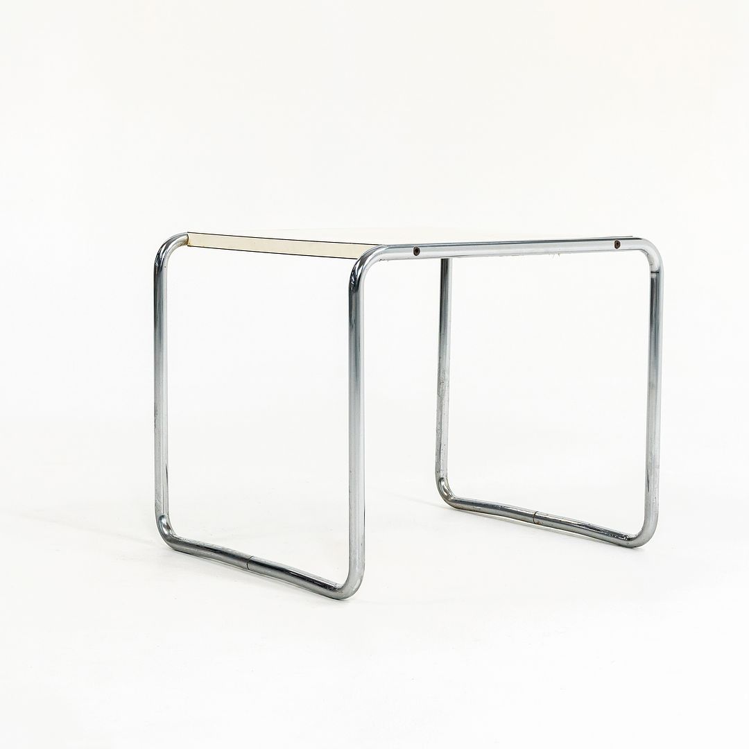 SOLD 1960s Breuer Model B9 Laccio Side Table by Marcel Breuer for Gavina / Knoll in Chromed Steel and White Laminate