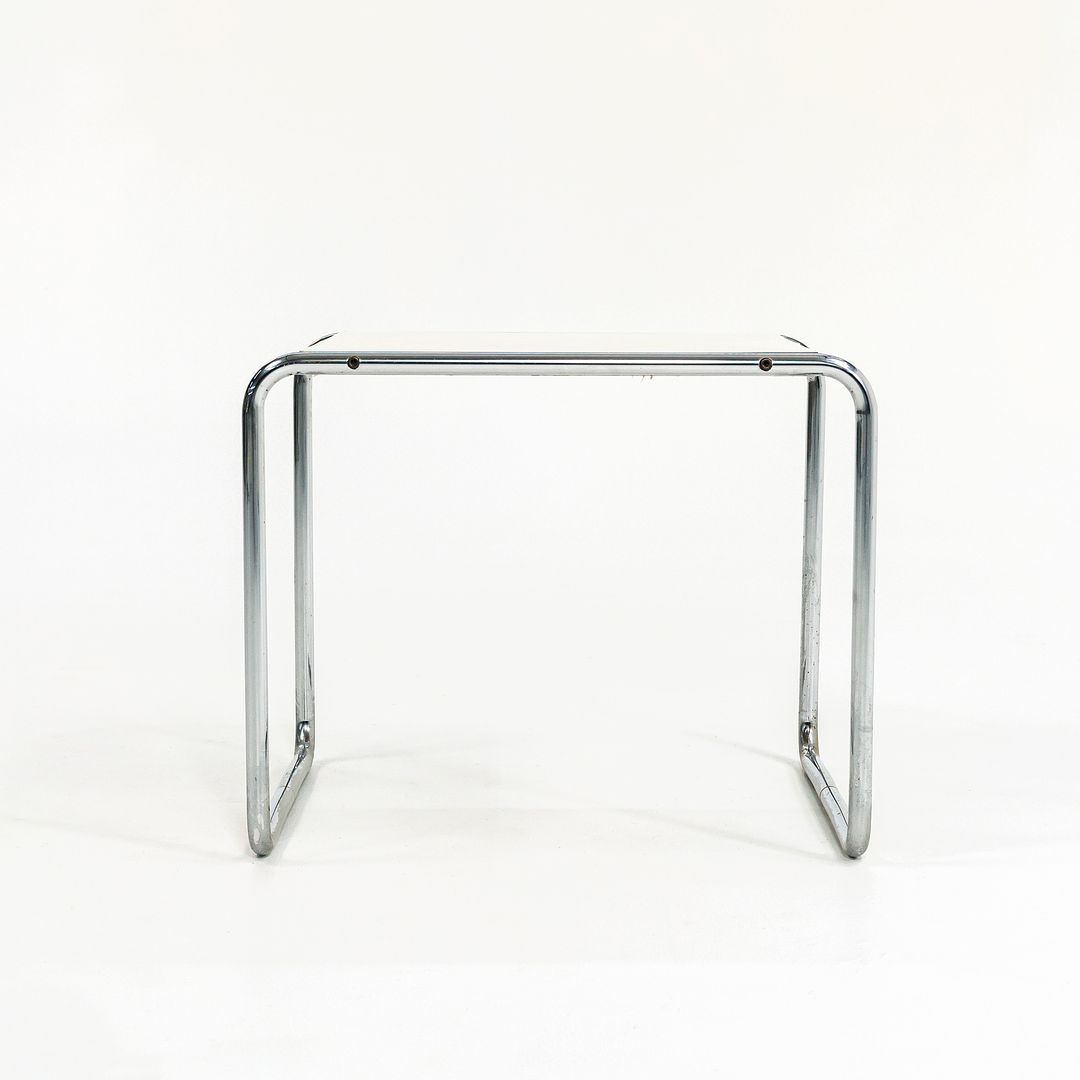 SOLD 1960s Breuer Model B9 Laccio Side Table by Marcel Breuer for Gavina / Knoll in Chromed Steel and White Laminate