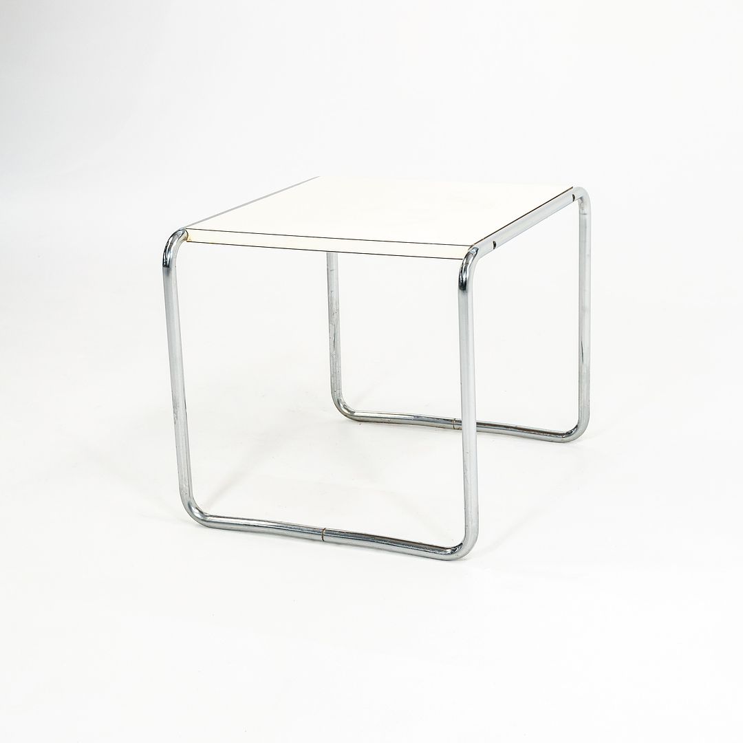 SOLD 1960s Breuer Model B9 Laccio Side Table by Marcel Breuer for Gavina / Knoll in Chromed Steel and White Laminate