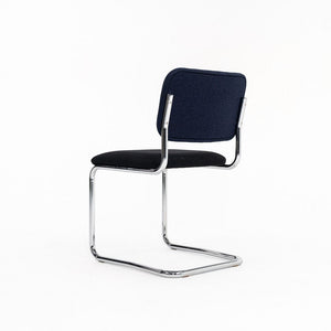 2019 Cesca Armless Side Chair, 51C by Marcel Breuer for Knoll in Chrome with Blue / Grey Fabric 7x Available