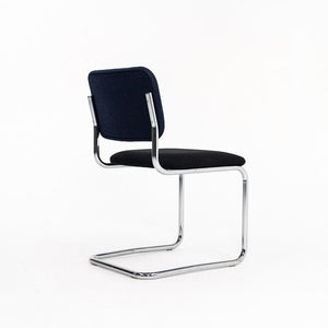 2019 Cesca Armless Side Chair, 51C by Marcel Breuer for Knoll in Chrome with Blue / Grey Fabric 7x Available