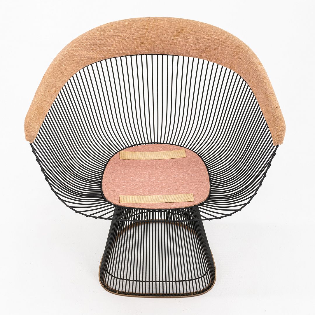 1960s Paire of Platner Arm Chairs by Warren Platner for Knoll in Bronzed Steel and Fabric