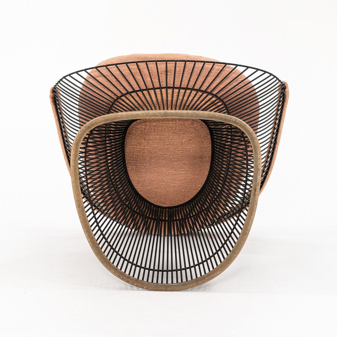 1960s Paire of Platner Arm Chairs by Warren Platner for Knoll in Bronzed Steel and Fabric