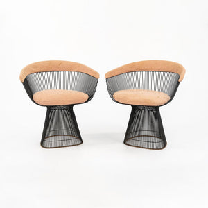 1960s Paire of Platner Arm Chairs by Warren Platner for Knoll in Bronzed Steel and Fabric