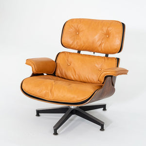 1962 Herman Miller Eames Lounge Chair and Ottoman 670 & 671 by Charles and Ray Eames in New Cognac Leather