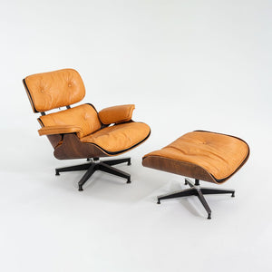 1962 Herman Miller Eames Lounge Chair and Ottoman 670 & 671 by Charles and Ray Eames in New Cognac Leather