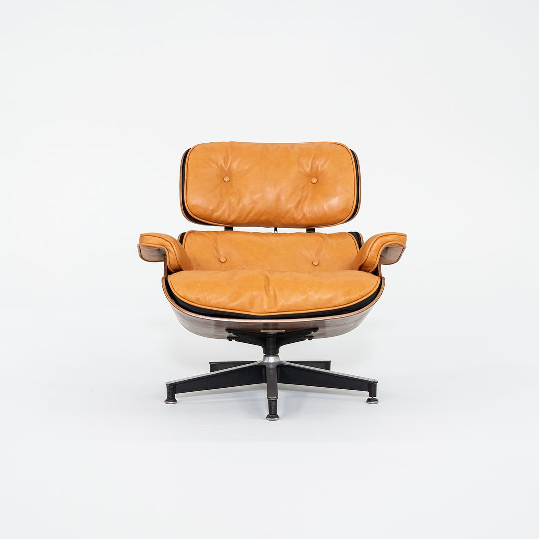 1962 Herman Miller Eames Lounge Chair and Ottoman 670 & 671 by Charles and Ray Eames in New Cognac Leather