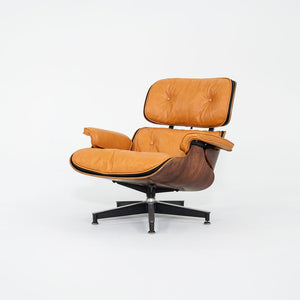 1962 Herman Miller Eames Lounge Chair and Ottoman 670 & 671 by Charles and Ray Eames in New Cognac Leather