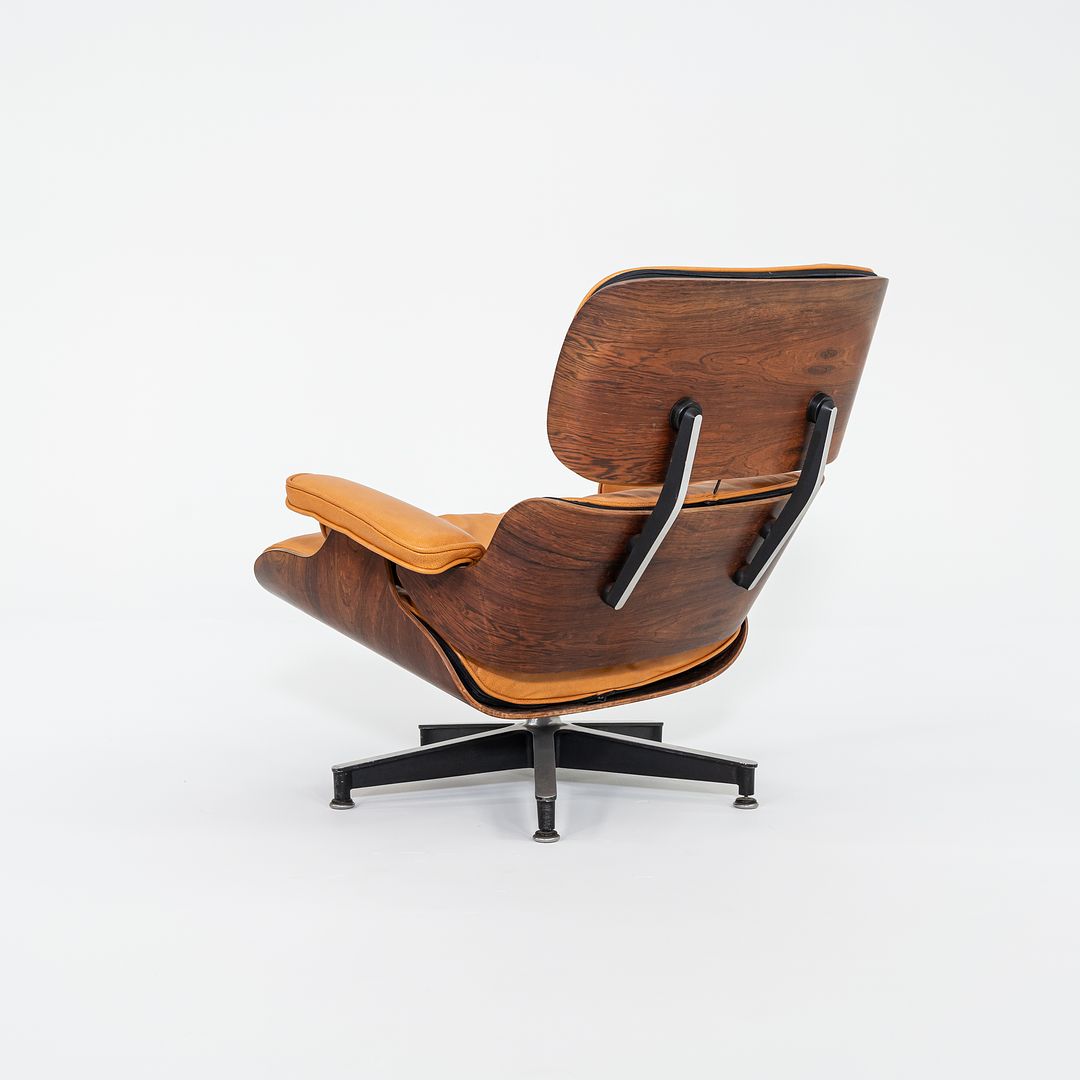 1962 Herman Miller Eames Lounge Chair and Ottoman 670 & 671 by Charles and Ray Eames in New Cognac Leather