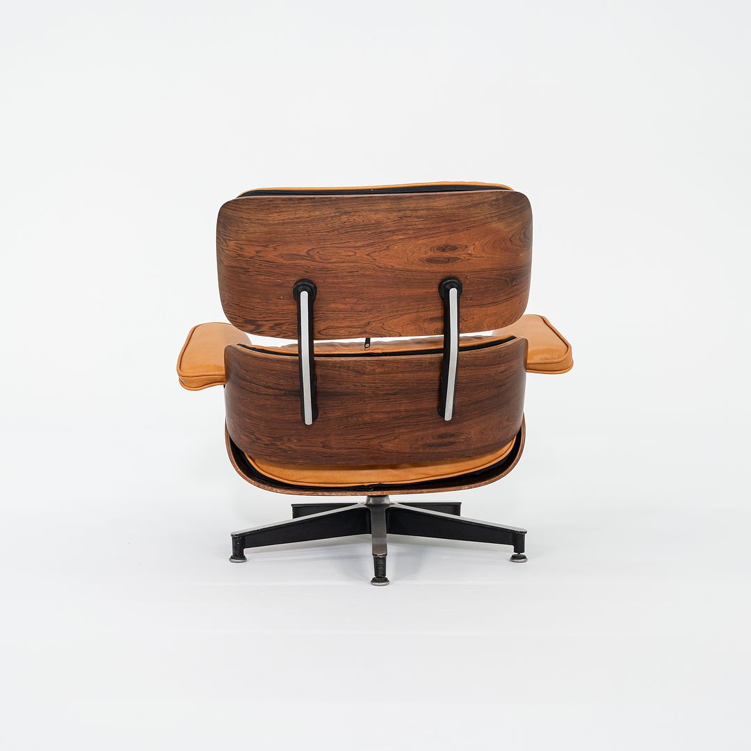 1962 Herman Miller Eames Lounge Chair and Ottoman 670 & 671 by Charles and Ray Eames in New Cognac Leather