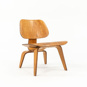 SOLD 1951 LCW Lounge Chairs by Ray and Charles Eames for Herman Miller, Evans Calico Ash, Rubber, Steel