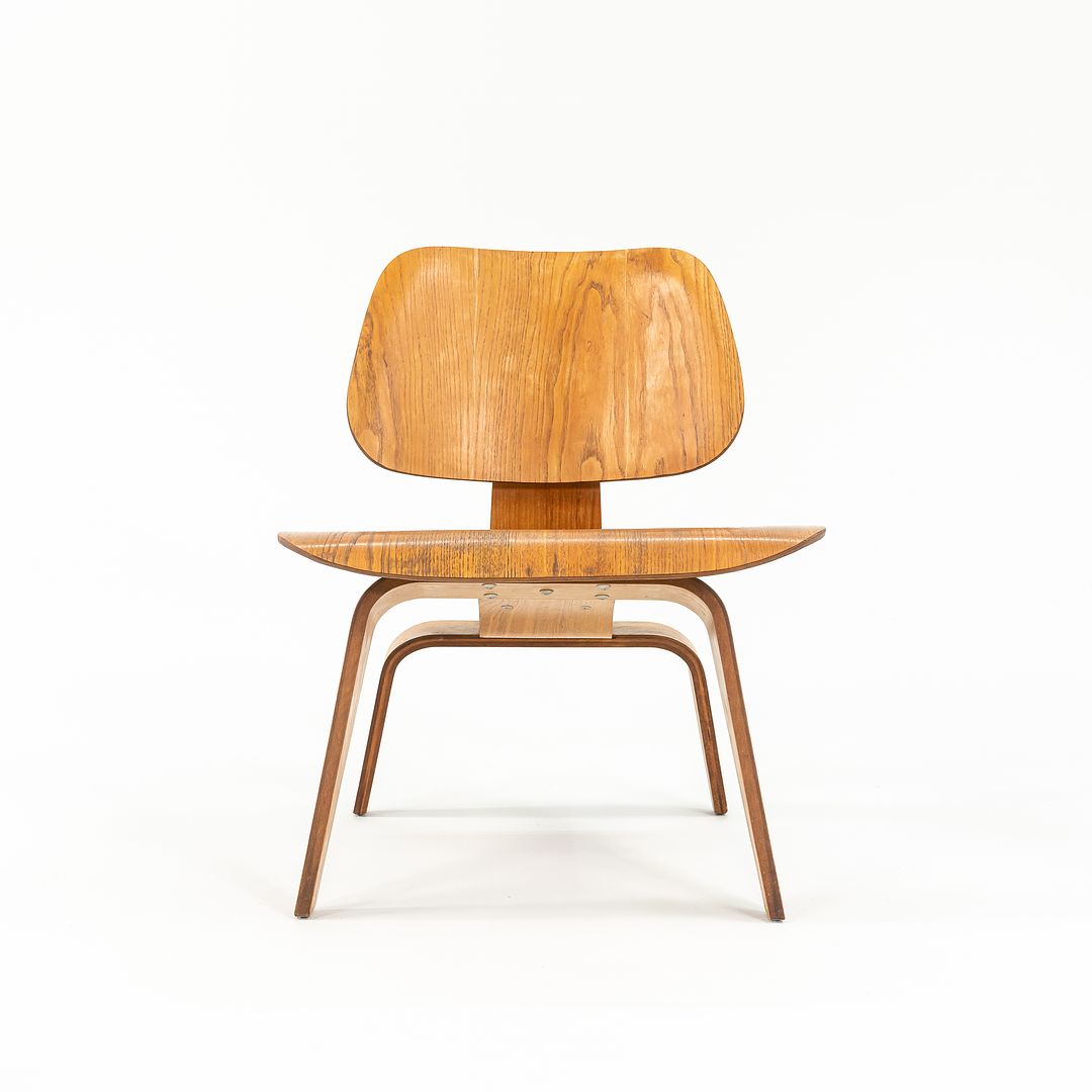 SOLD 1951 LCW Lounge Chairs by Ray and Charles Eames for Herman Miller, Evans Calico Ash, Rubber, Steel