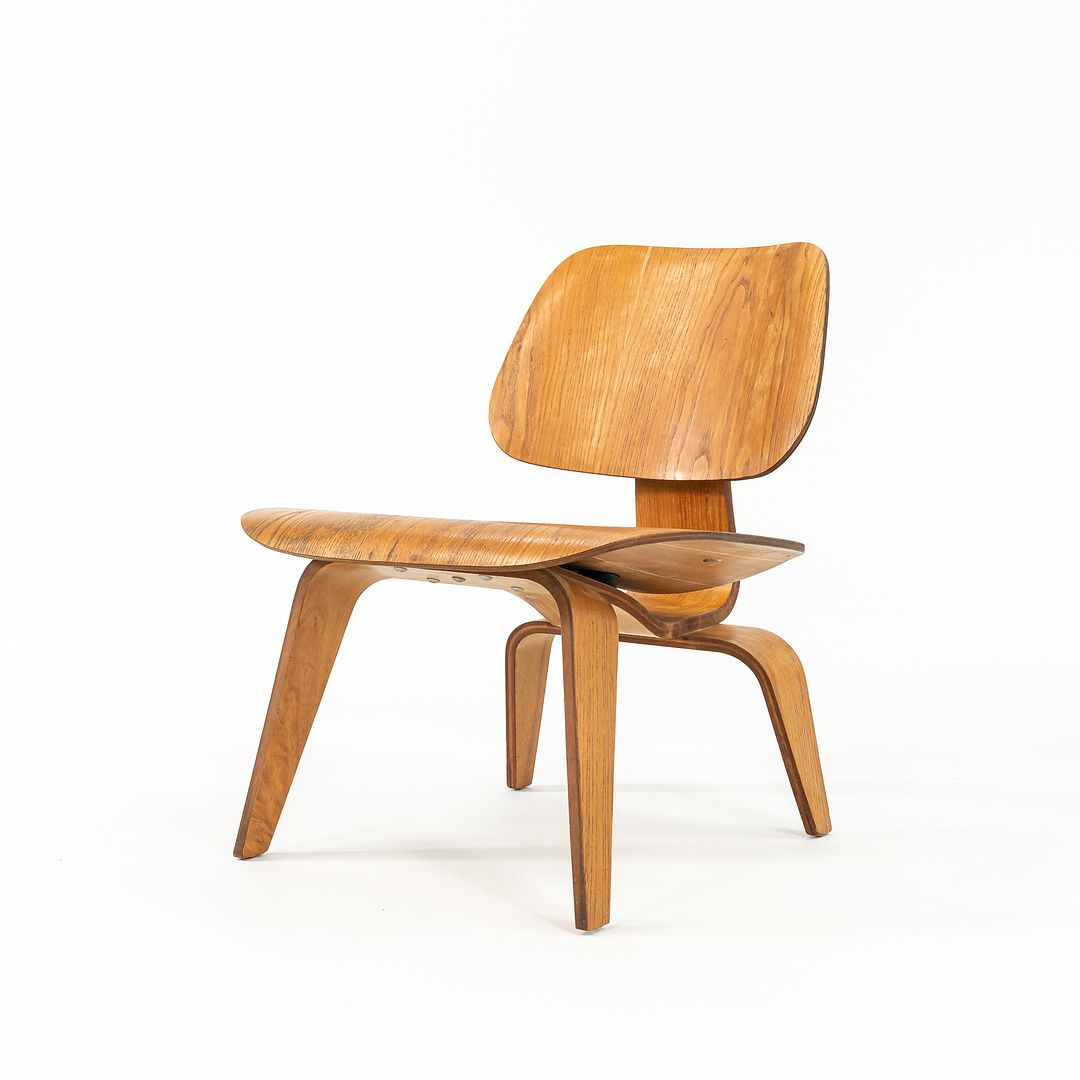 SOLD 1951 LCW Lounge Chairs by Ray and Charles Eames for Herman Miller, Evans Calico Ash, Rubber, Steel